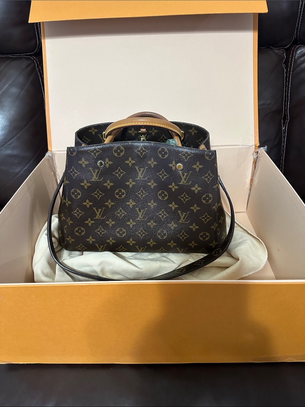 Louis Vuitton Monogram Canvas Petite Shoulder Bag in Brown and Tan